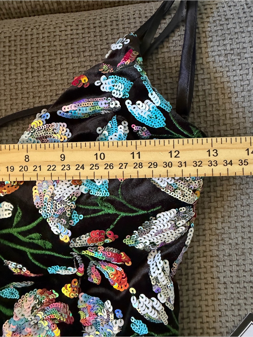 Floral Sequin V-Neck Bodycon Mini Dress S Katia Rae Black Cocktail Party Formal - Picture 13 of 15
